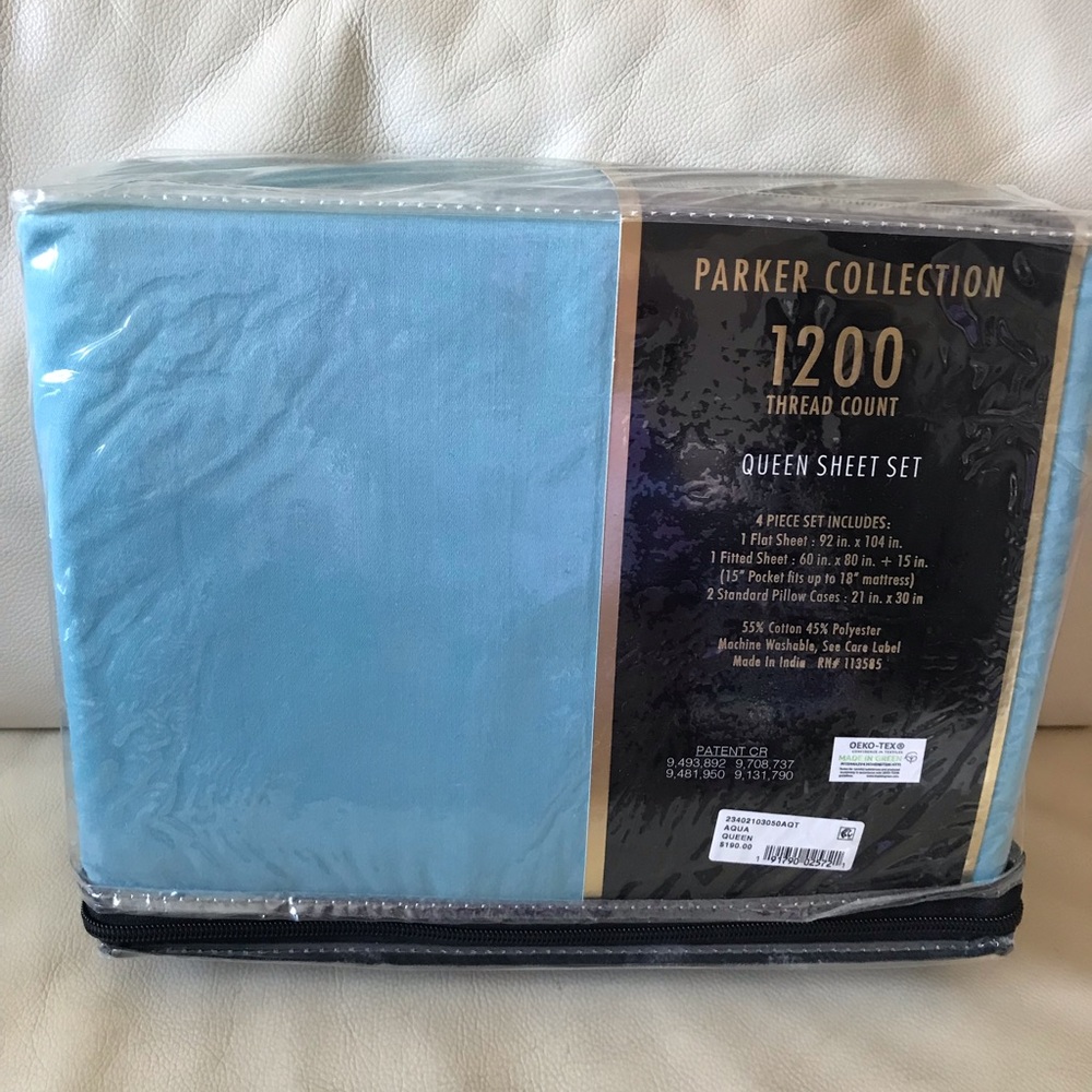 Parker collection bedsheet queen size aqua